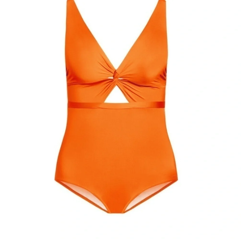 CITY CHIC Majorca 1 Piece Swimsuit Sunburst Orange Sz 18 Plus Size Vacation NWT - Picture 2 of 16